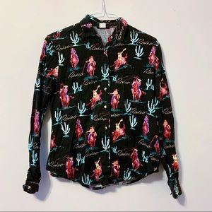 Western Cowboy Rodeo Cactus Button Up Shirt